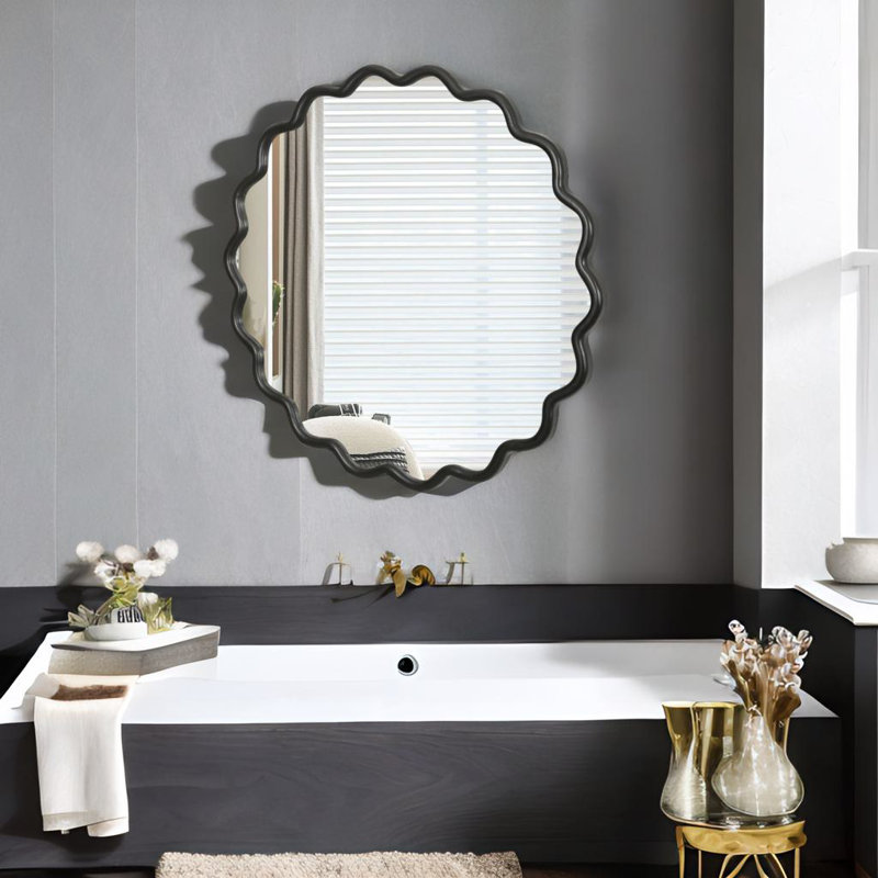 Wood Vanity Mirror Wall, 31" x 31", Natural Wood