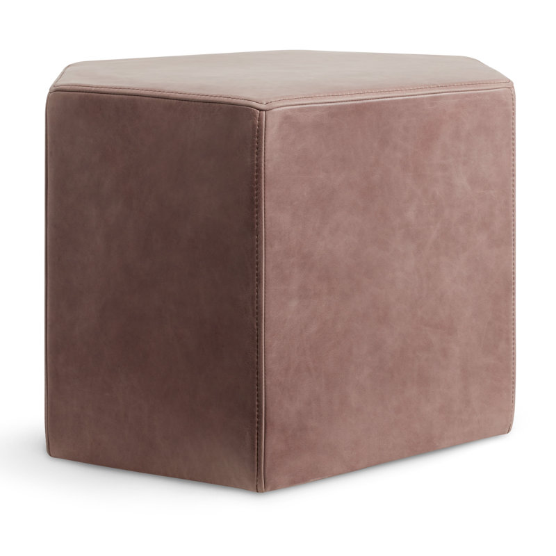 Hecks Hexagon Ottoman, Oyster Genuine Leather