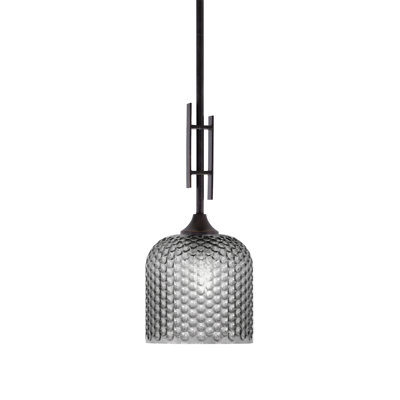 Mini-luminaire suspendu suspendu Uptowne avec verre texturé fumé de 7 po