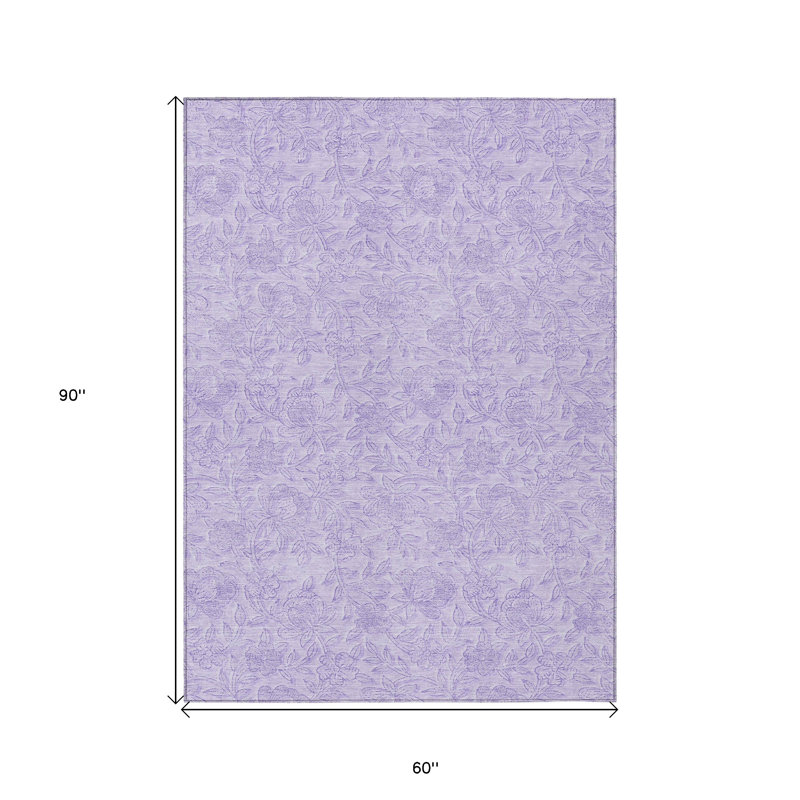 Tapis extérieur lavable floral lilas et mauve 5 pi x 8 pi