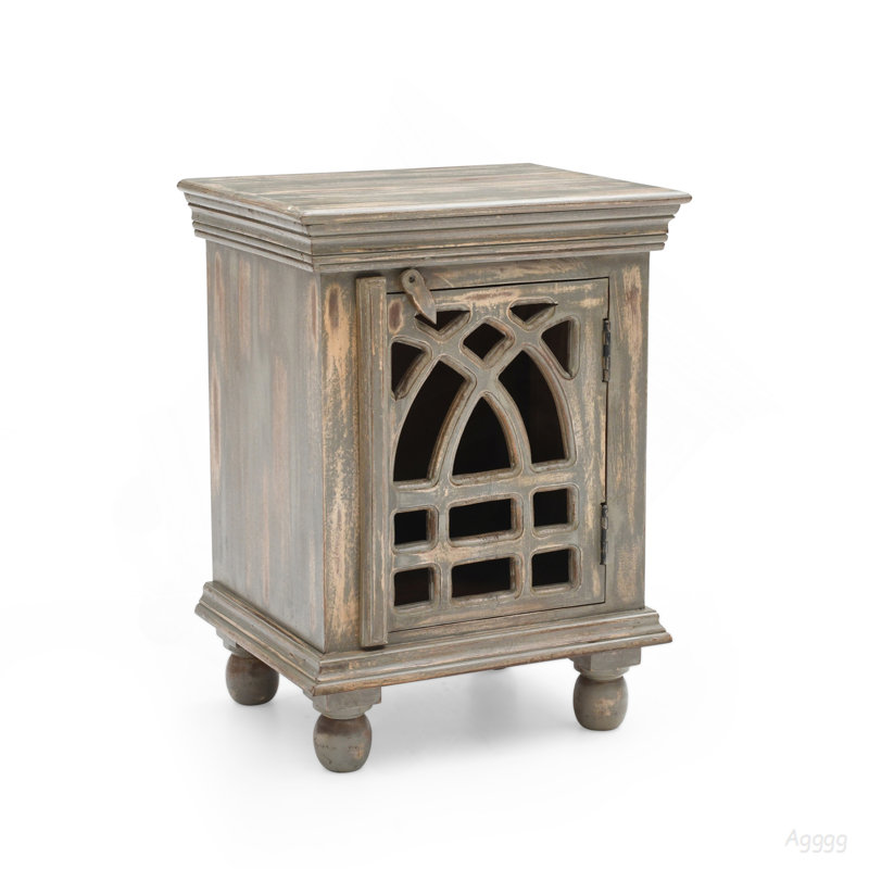Table de chevet en bois gris antique