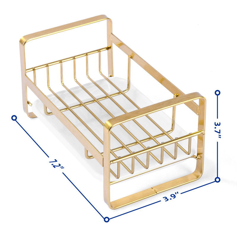 Black Stainless Steel Sink Organizer - Rust-Resistant, Space-Saving Caddy For Kitchen & Bathroom, Gold