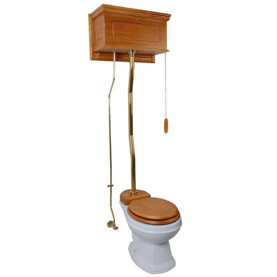 The Renovators Supply High Tank Pull Chain Toilet with Dark Oak Wooden Finish (Seat Not Included) -  The Renovators Supply Inc., 20158