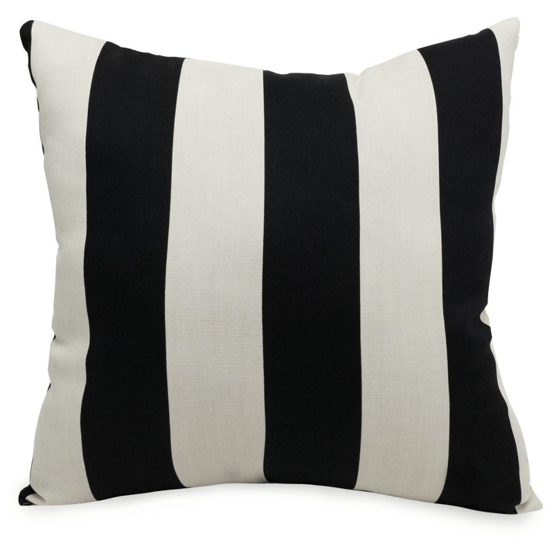 Black and White Striped Polyester Indoor/Outdoor Pillow 20"