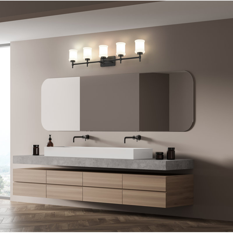 Meuble-lavabo 5 lumières Zowie, Noir mat