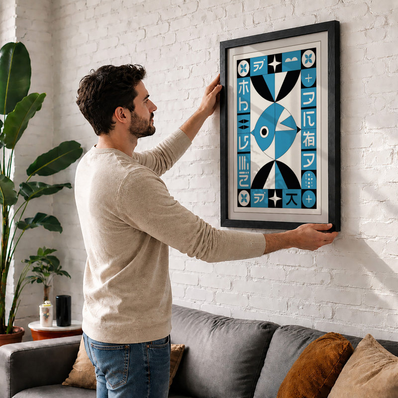 Eastern Symmetry Japandi - Framed Print, A4 - 29.7 x 21.0 cm, White