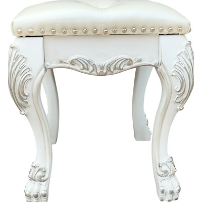 Ii Vanity Chair In White - 220Lb Weight Capacity, 21" Seat Width, 17" Depth, Soft And Supportive Bench Modern Elegant