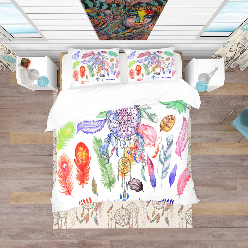 Indian Dream Catcher - Ensemble de housse de couette abstrait bohémien - Microfibre de polyester
