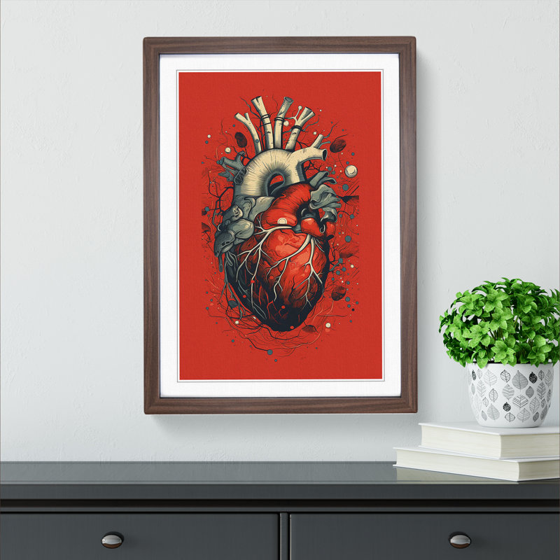 Anatomical Heart Constructivism - Framed Print, 34cm H x 25cm W, Walnut Framed
