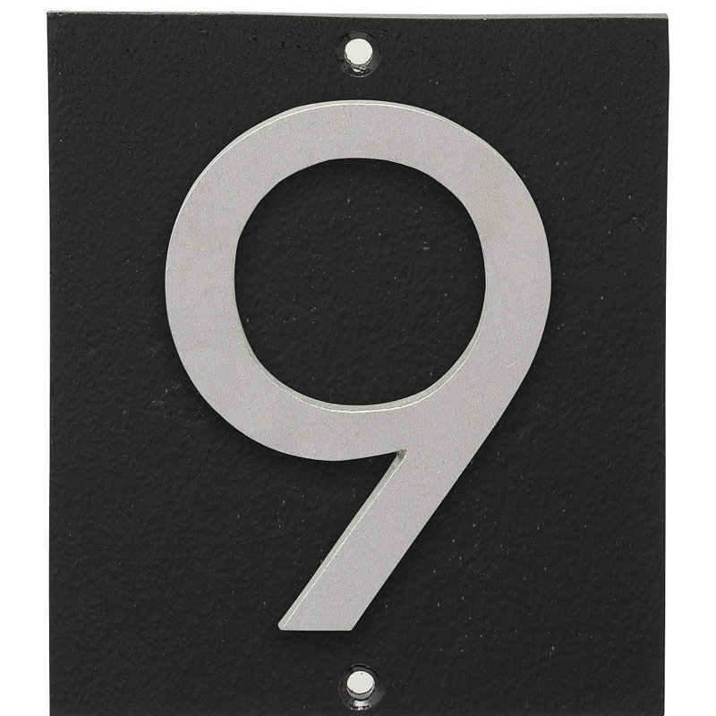 Plaque d’adresse murale sur 1 ligne flottante, Noir, Aluminium brossé, Oui