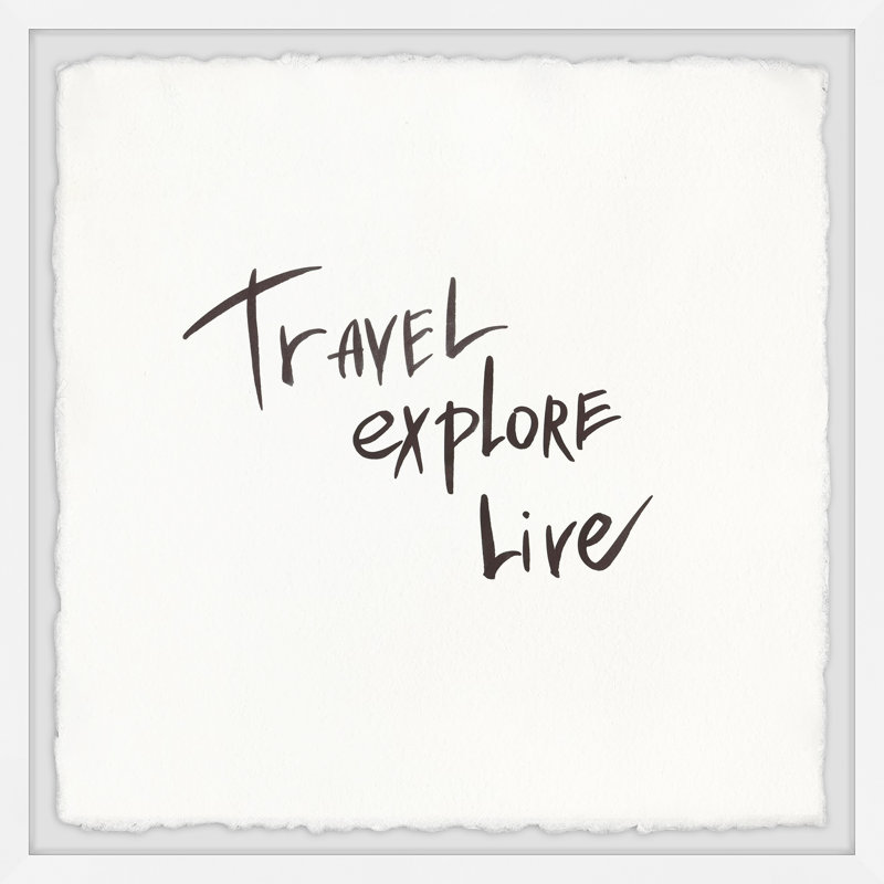 Reproduction d’art textuel sur papier encadrée « Travel explore Live II » par Marmont Hill, H 12 po x l 12 po x P 1,5 po