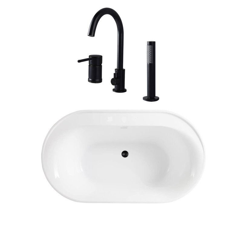 Baignoire de trempage autoportante en acrylique 60 po. X 33 po., Noir mat
