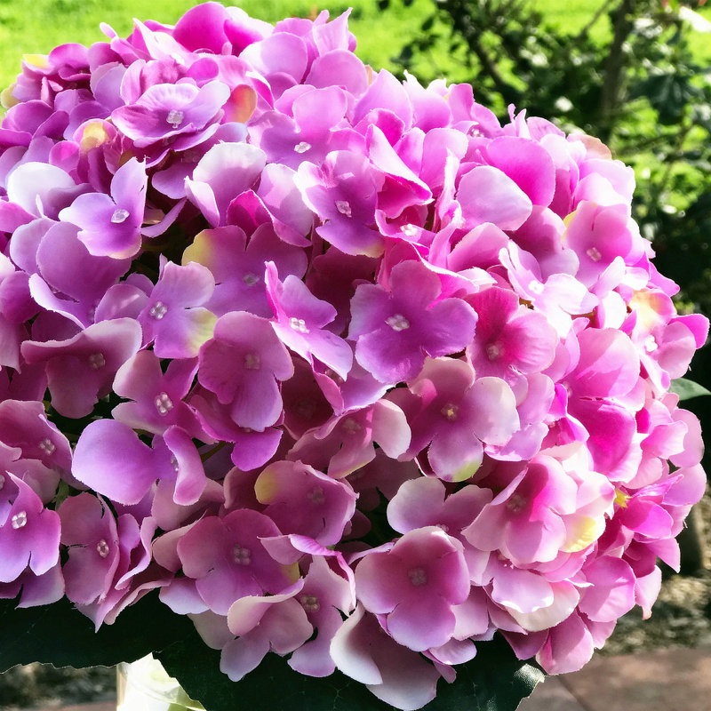 Tiges d'hortensia en soie artificielle, Mauve