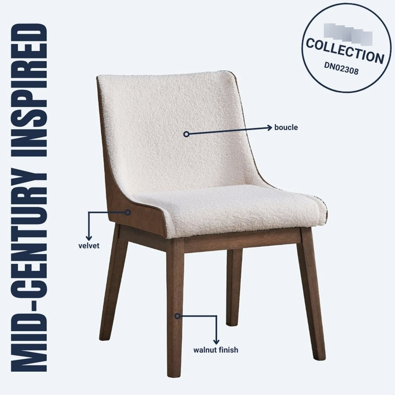 2 pièces Chaise d'appoint gracieuse - Boucle blanche et velours brun, soupçon de noyer, paire élégante 2: Boucle, particularité