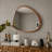 45 Inch Asymmetrical Solid Wood Framed Wall Mirror, Walnut