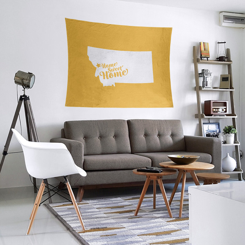 Tapisserie Home Sweet Missoula, H 68 po x l 80 po, Jaune