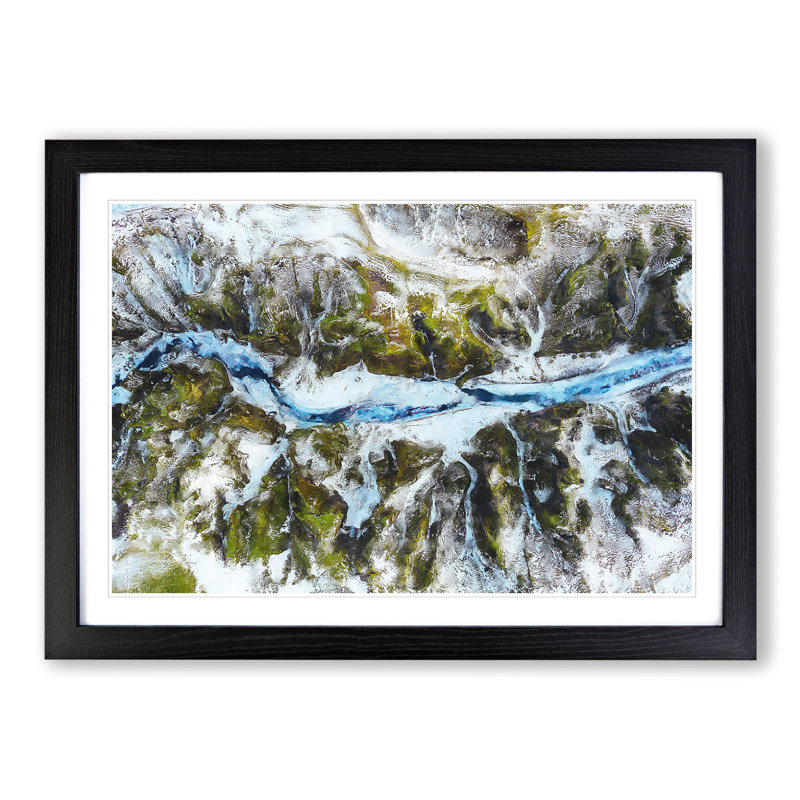 Mountain Ravine in Iceland - Picture Frame Painting, 27cm H x 36cm W x 2cm D, Black Framed