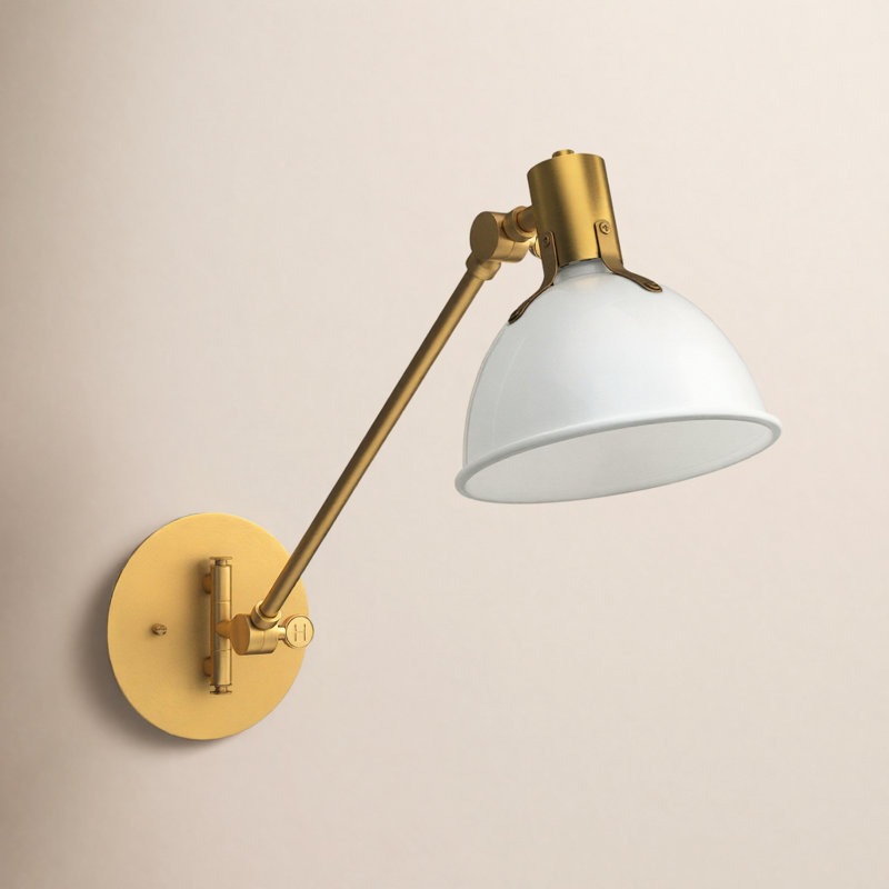 Mildura Medium Adjustable Swing Arm Single Light Wall Sconce with On/Off Switch, Polished White