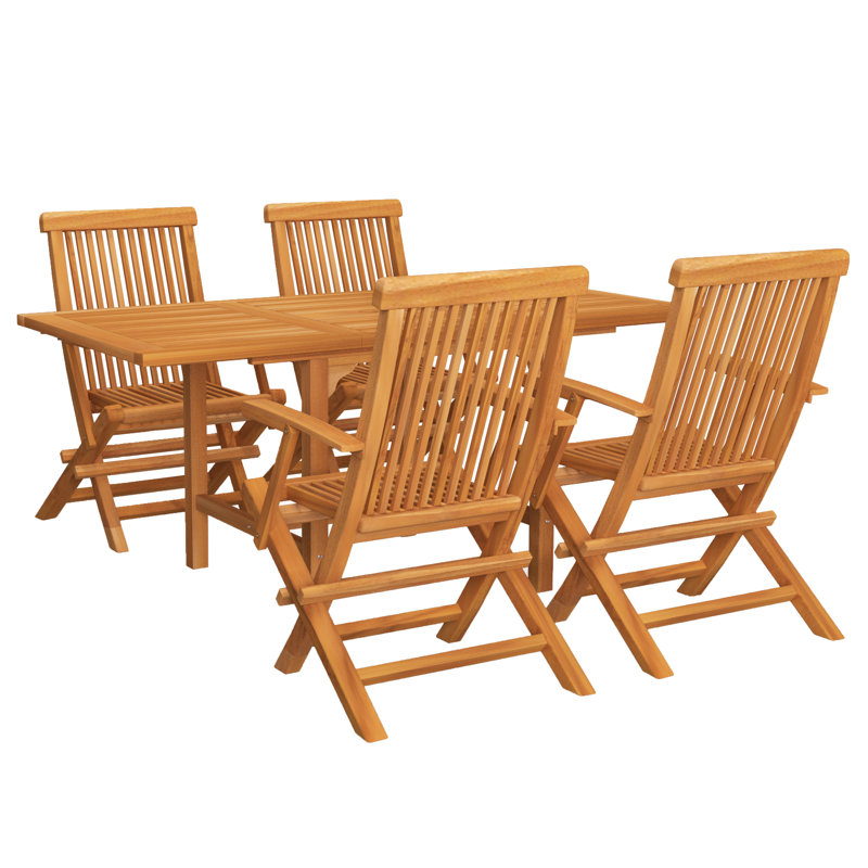 Lamson 4 - Person Teak Patio Dining Set with Rectangular Table