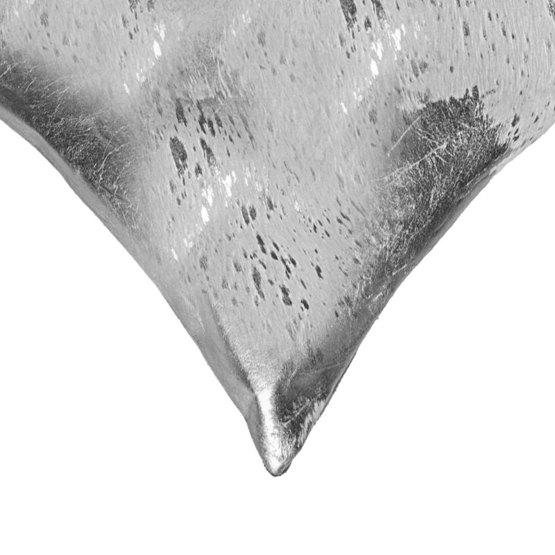 18" Abstract Cowhide Throw Pillow, Gray/Silver