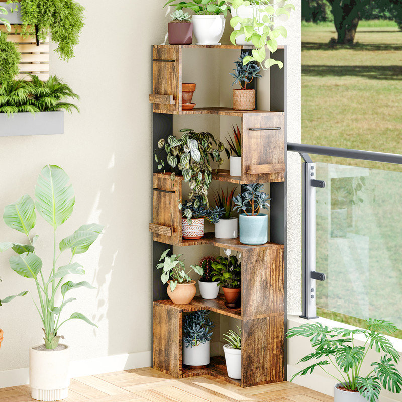 Tablette d'angle moderne 63 po avec 5 niveaux, armoire de rangement pour la cuisine, le salon et la chambre à coucher