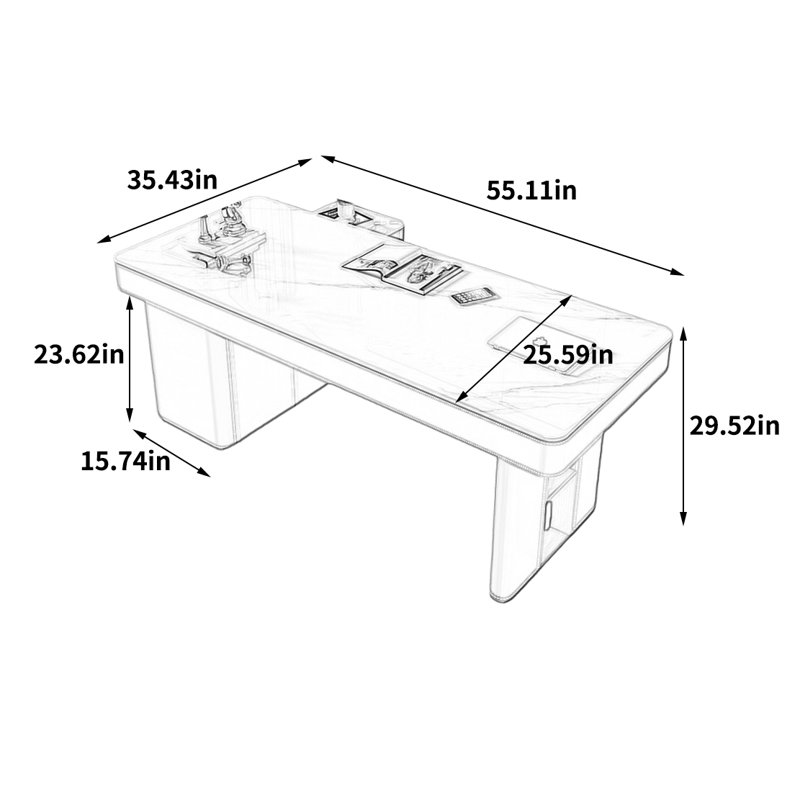 Bureau d'ordinateur Ayotte, H 29,52 po x l 55,11 po x P 35,43 po