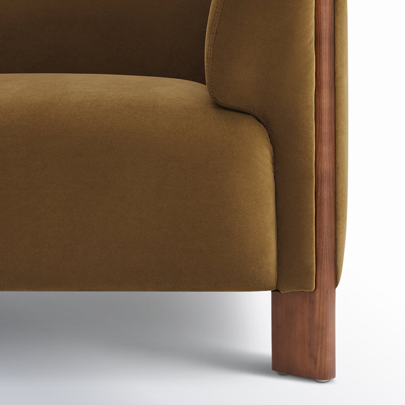 Fauteuil Wannetta, Velours performance ocre Soren