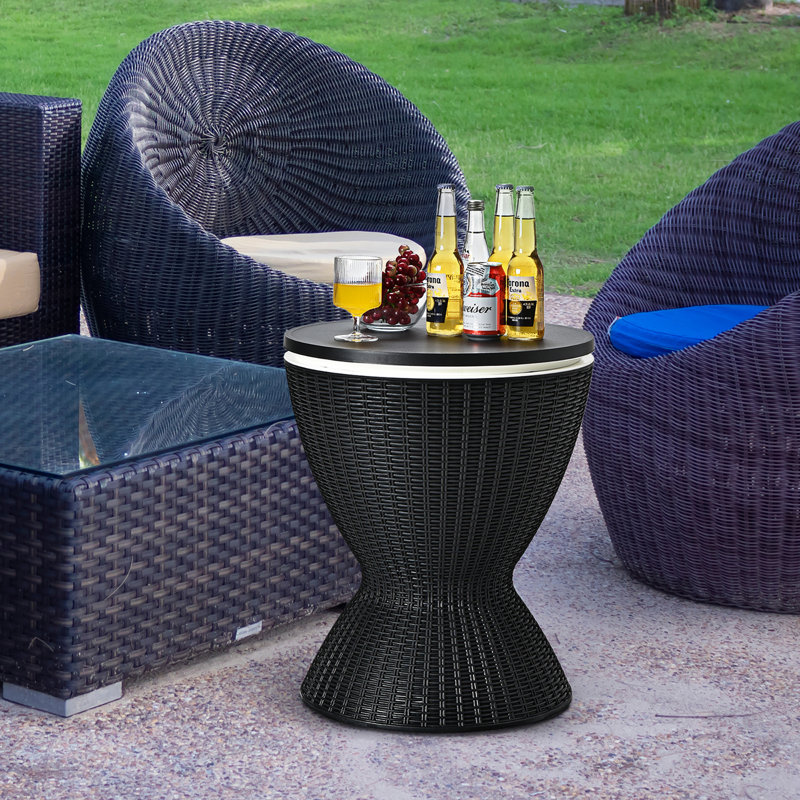 Table de bar d'extérieur en plastique avec plateau de table extensible Kaeto, Noir