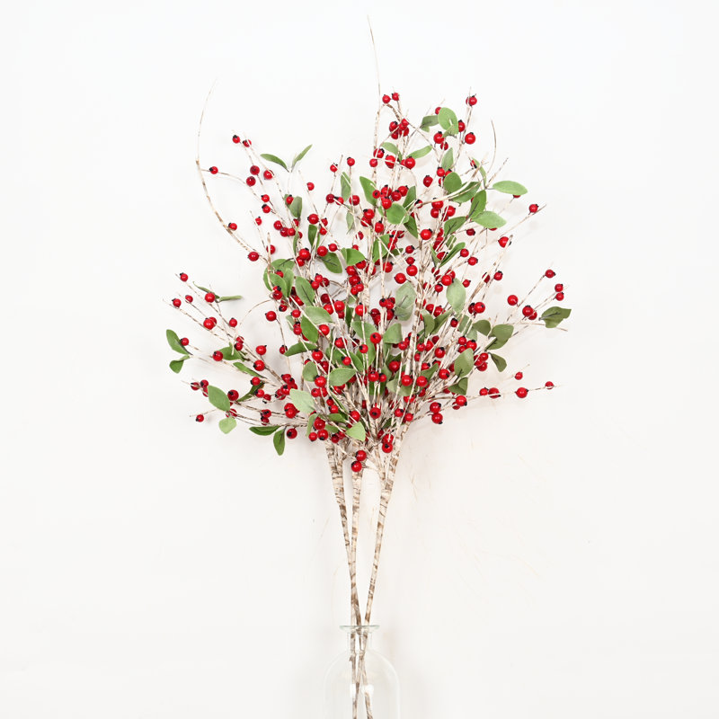 Branche de feuillage artificiel de 36 po en forme de baies pour bouchons de vase en bouleau de ferme pour décoration de table de bureau