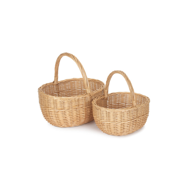 2 Piece Oval Shopping Wicker Basket Set