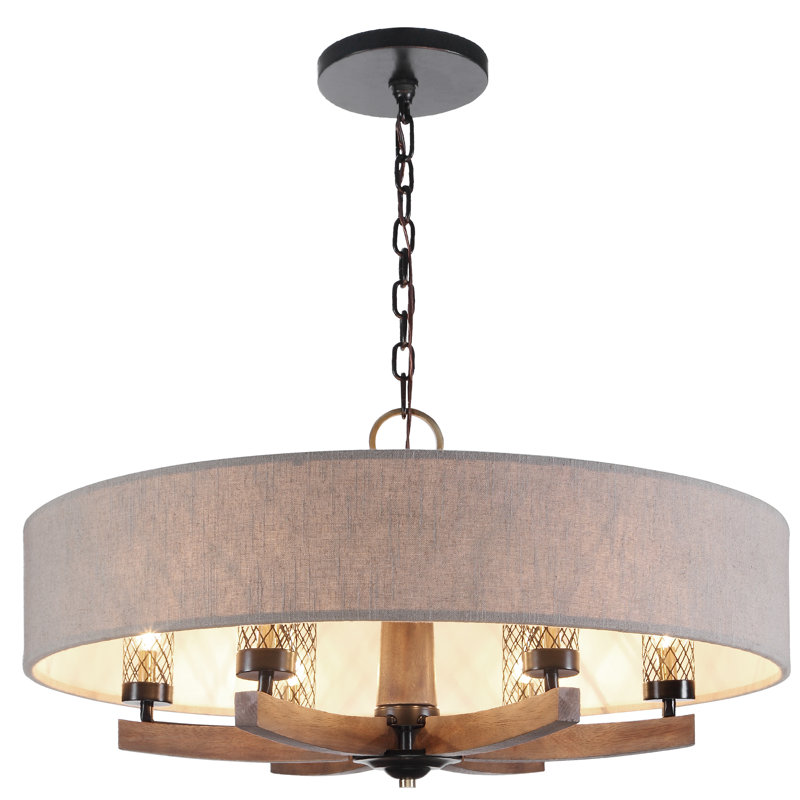 Kalizma Home Dark Bronze Antique Brass 6-Light Drum Chandelier