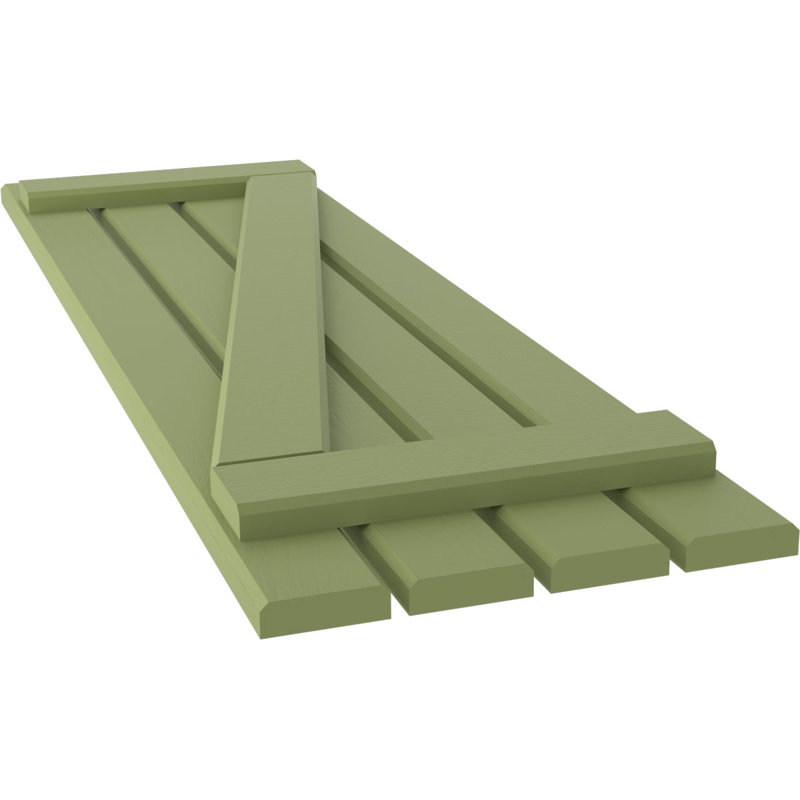 Volets de planche-n-lattes avec barre en Z (par paire) Americraft (2 lattes), Vert mousse, 15 1/2", 77"