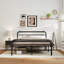 Structure de lit plateforme en acier avec tête de lit simple et pied de lit - Design noir minimaliste moderne, pieds hauts de 18 po, rangement sous le lit de 16 po, ensemble de lattes inclus (sans sommier) pour la chambre principale / d'invité-874755892