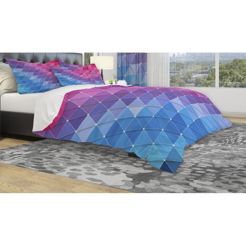 Modern & Contemporary Geometric Shapes Duvet Cover, Twin Duvet Cover + 1 Sham