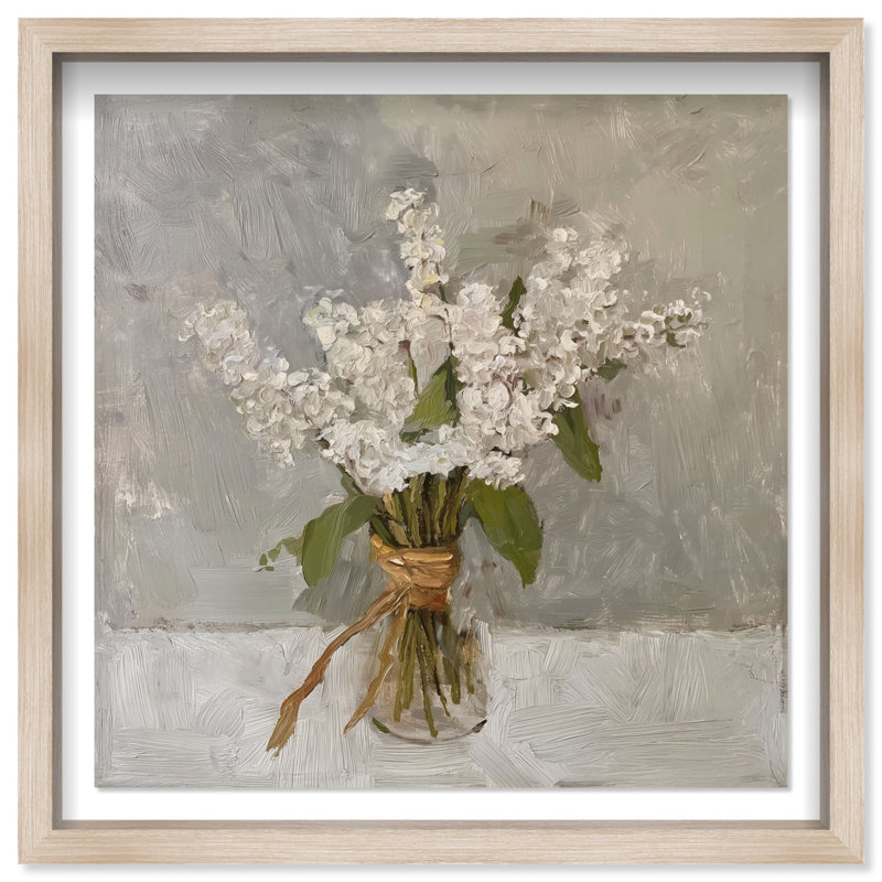 Snowbound Flower Shadowbox Floral & Botanical Print by Oliver Gal, Black Frame, 12 x 12, 13.5"H x 13.5"W, Natural Oak Frame
