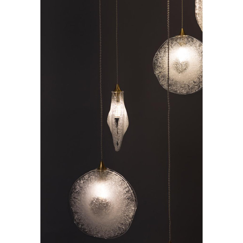 Crystal Glaze 21 - Light Cluster Pendant, Oil Rubbed Bronze, Frosted Clear, 96" H x 26" W x 26" D
