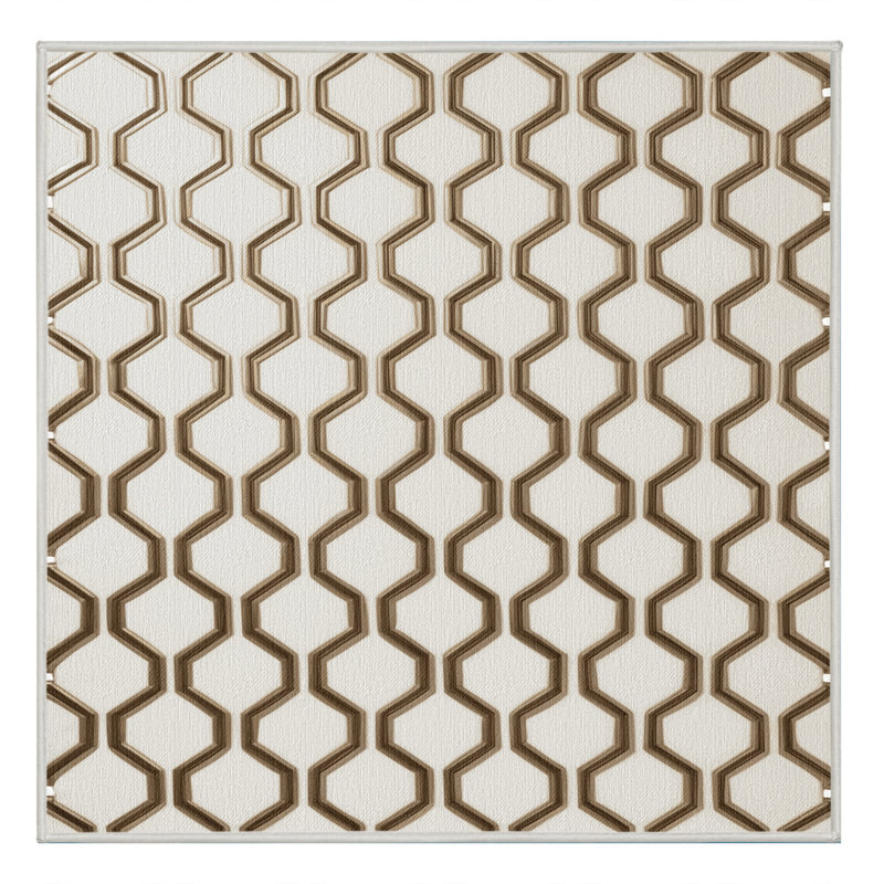 Tapis beige en treillis lavable à la machine, Carré 5 pi