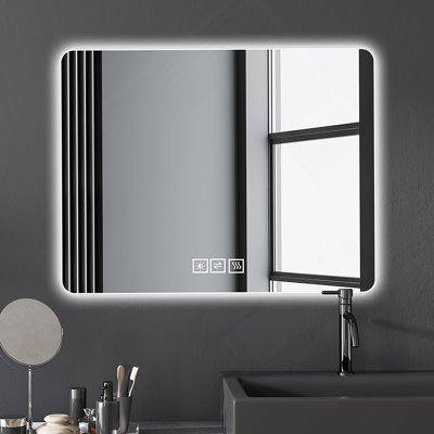 Miroir de salle de bain avec lumières à DEL avant et rétro-éclairé, anti-buée
