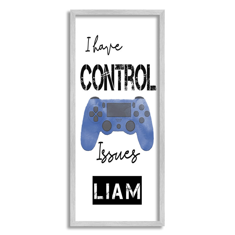 Funny Game Controller cmw-127 Personalized Wall Art, Farmhouse Gray Framed Giclee, 24'' H x 10'' W, Yes