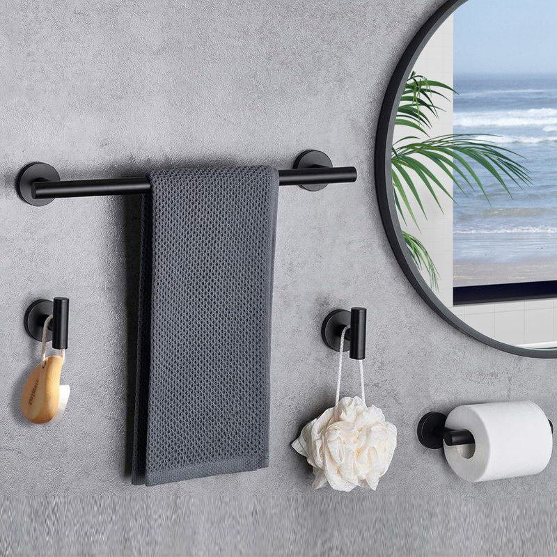 Matte Black Stainless Steel 4-Piece Bathroom Hardware Set