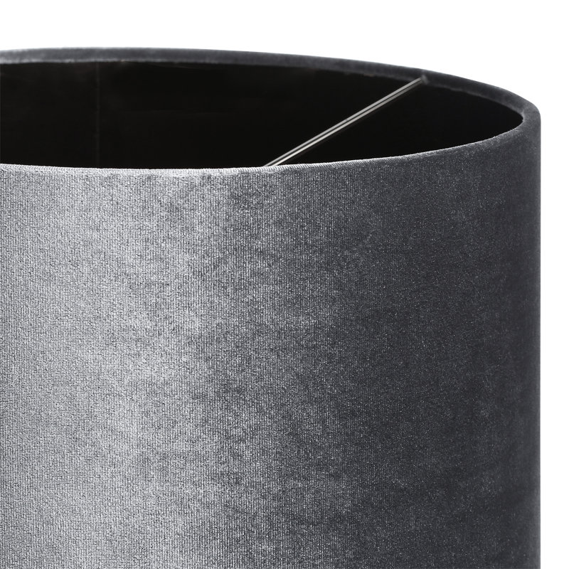 Aimon Velvet Drum ( Uno ), Slate, 23cm H x 35.5cm W x 35.5cm D