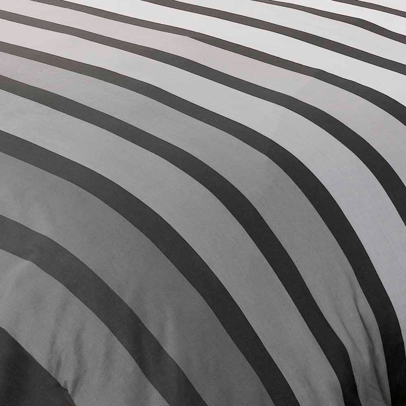 Striped Duvet Cover with Pillowcases Included, Black, Double Duvet Cover + 2 Standard Pillowcases