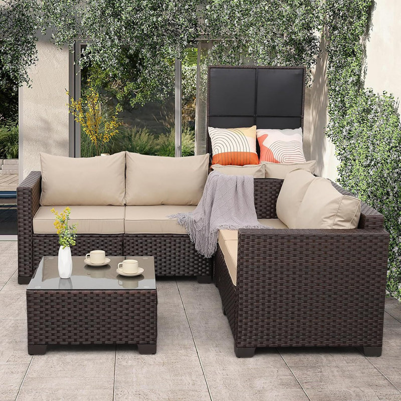 Ensemble de mobilier d'extérieur pour terrasse 4 pièces