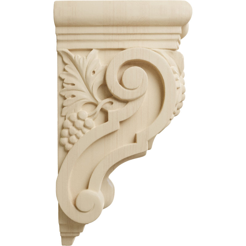 Grape Bunches Corbel, Alder, 3.5" W x 7.875" H x 4.375" D 