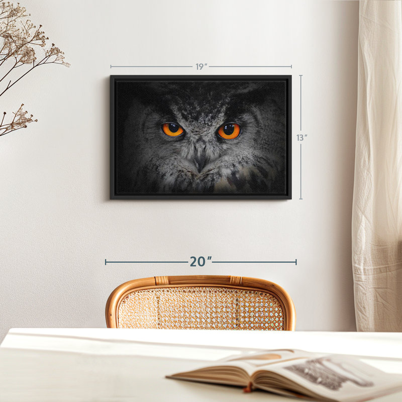 " Mesmerizing Gray Owl Canvas Print ", 13" H x 19" W