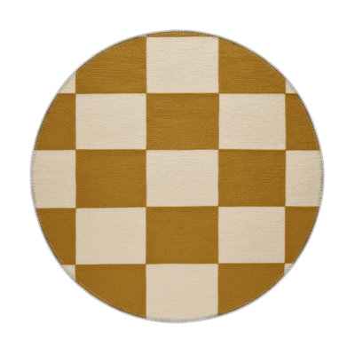 Checkered Beige Indoor and Outdoor Area Rug