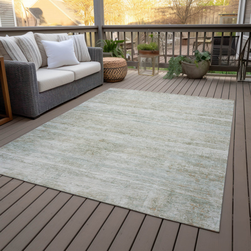 Tapis à rayures intérieur / extérieur lavable à la machine Colman ACN2154, Rectangle 10 pi x 14 pi