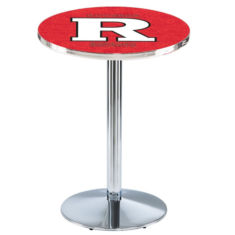 Round Metal Base Dining Table, Chrome, Rutgers