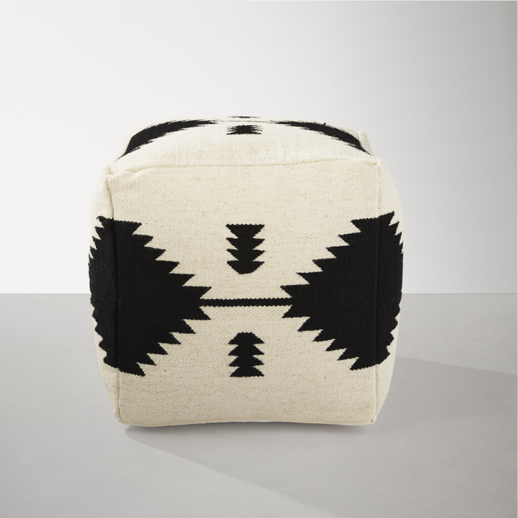 18" Wide Square Geometric Pouf Ottoman