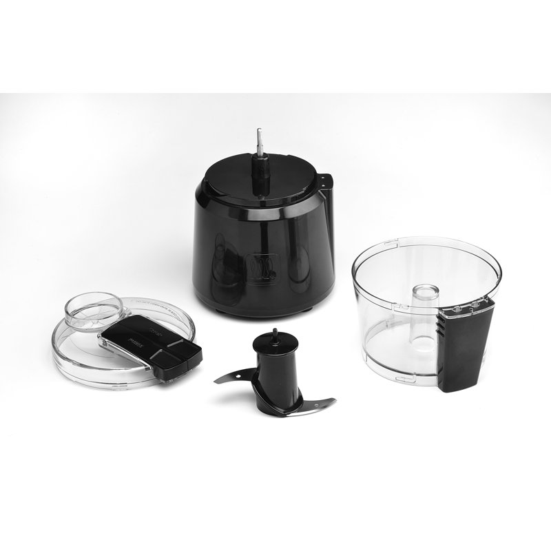 Black Compact 3-Cup Food Processor with Variable Speed